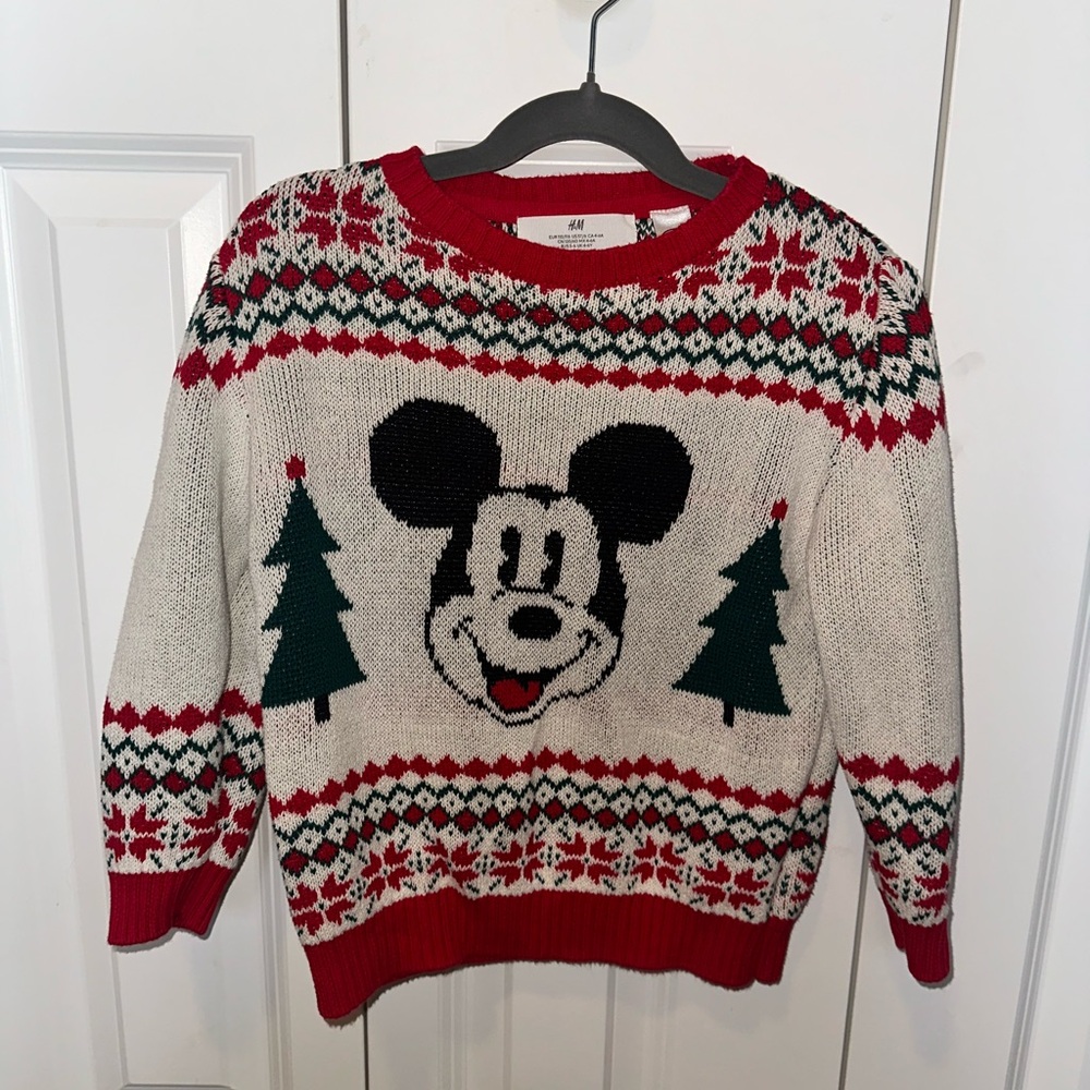 H&M Red and White Mickey Mouse holiday Christmas Sweater